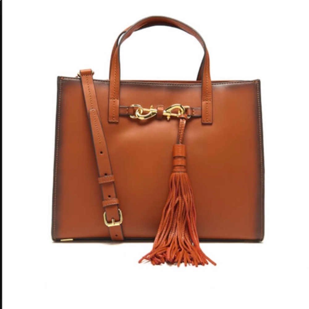 Rebecca Minkoff Florence Cognac Leather Tote with Tassel